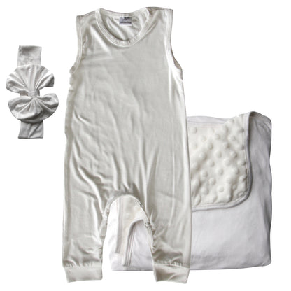 Rocket Bug GIFT SET- Sleeveless Romper, Matching Blanket, and Hat or Headband for Boys and Girls-Gender Neutral