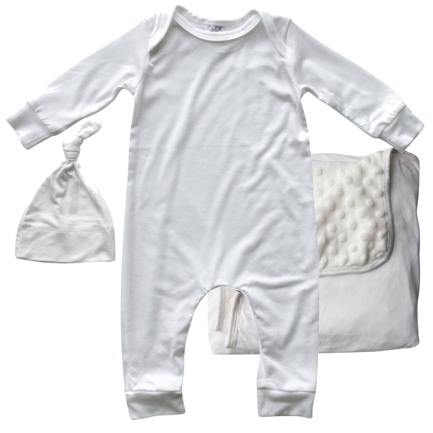 Rocket Bug GIFT SET- Silky Long Sleeve Baby Romper, Matching Blanket, and Hat or Headband for Boys and Girls-Gender Neutral