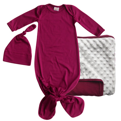 GIFT SET- Knotted Gown, Matching Blanket, and Hat