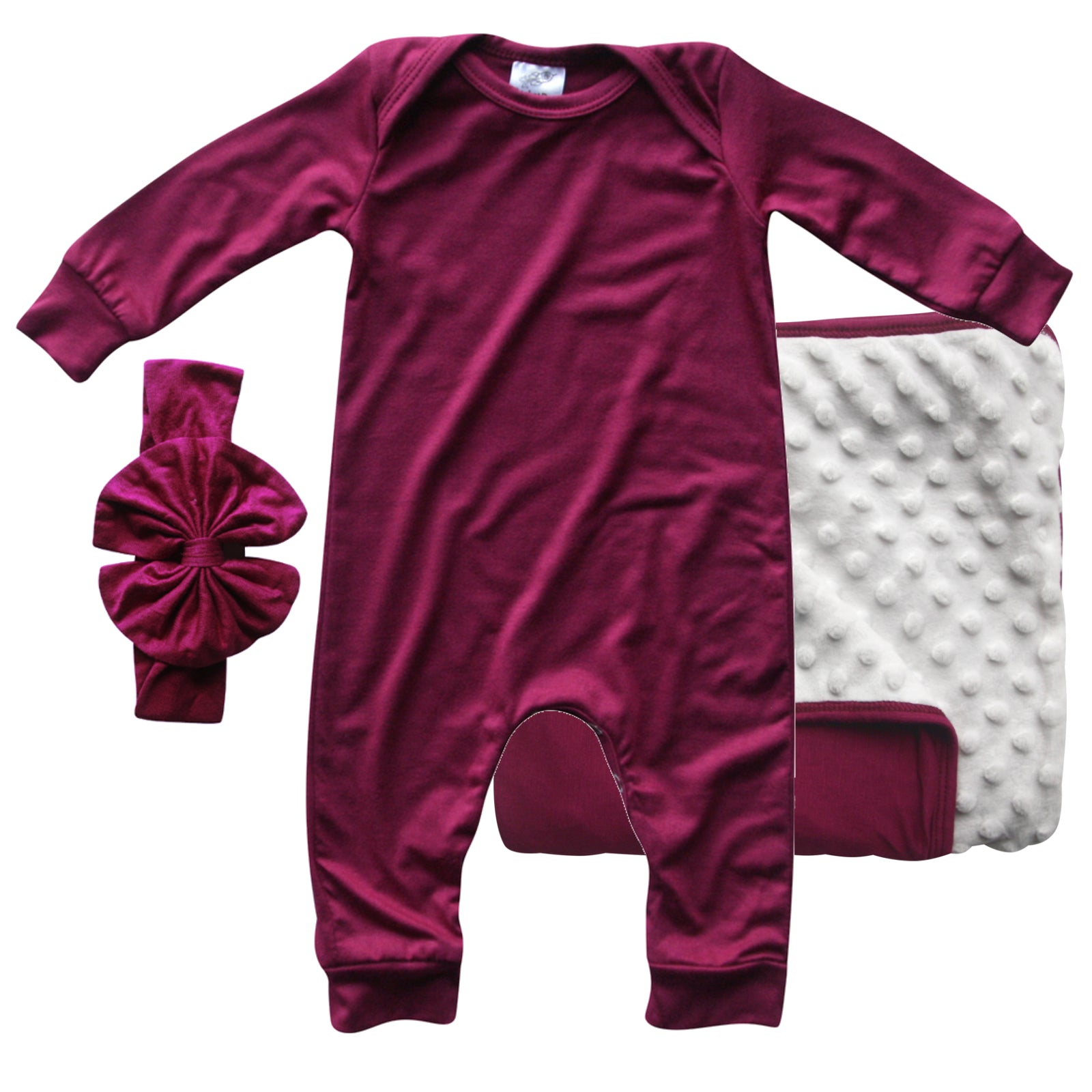 Rocket Bug GIFT SET- Silky Long Sleeve Baby Romper, Matching Blanket, and Hat or Headband for Boys and Girls-Gender Neutral