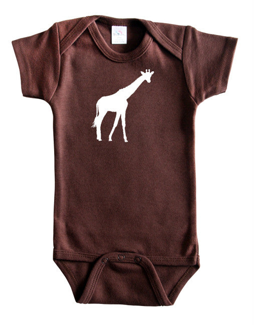Safari Animals Silhouette Baby Bodysuit-Giraffe Brown