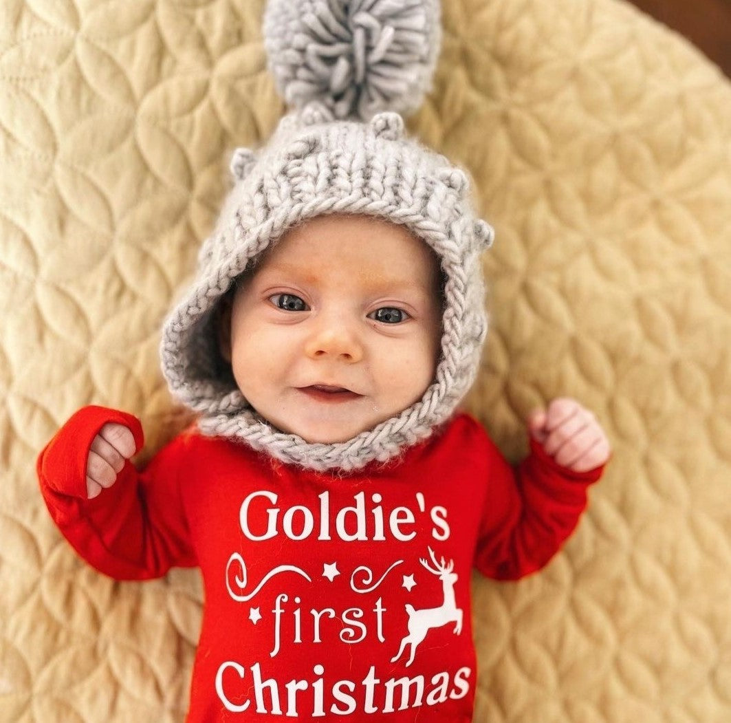 Personalized First Christmas Silky Long Sleeve Baby Romper for Boys and Girls