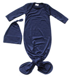 Silky Knotted Baby Gown with Knotted Hat - Infant Sleeper