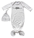 'Sweetly Modern' Silky Knotted Baby Gown with Knotted Hat for Boys & Girls