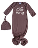 Hello Name Personalized Silky Knotted Baby Gown