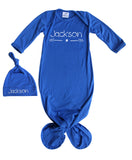 'Arrow & Star' Silky Knotted Baby Gown with Personalized Knotted Hat