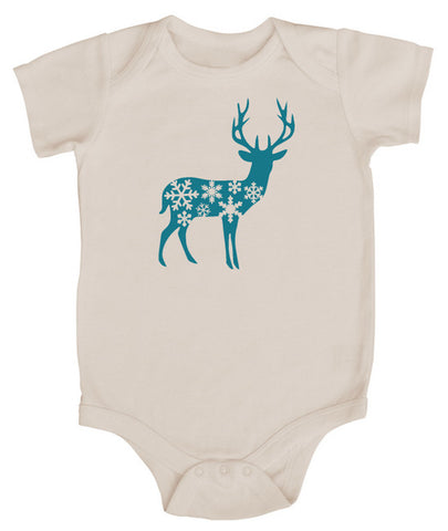 Holiday Deer Short Sleeve Bodysuit - Christmas