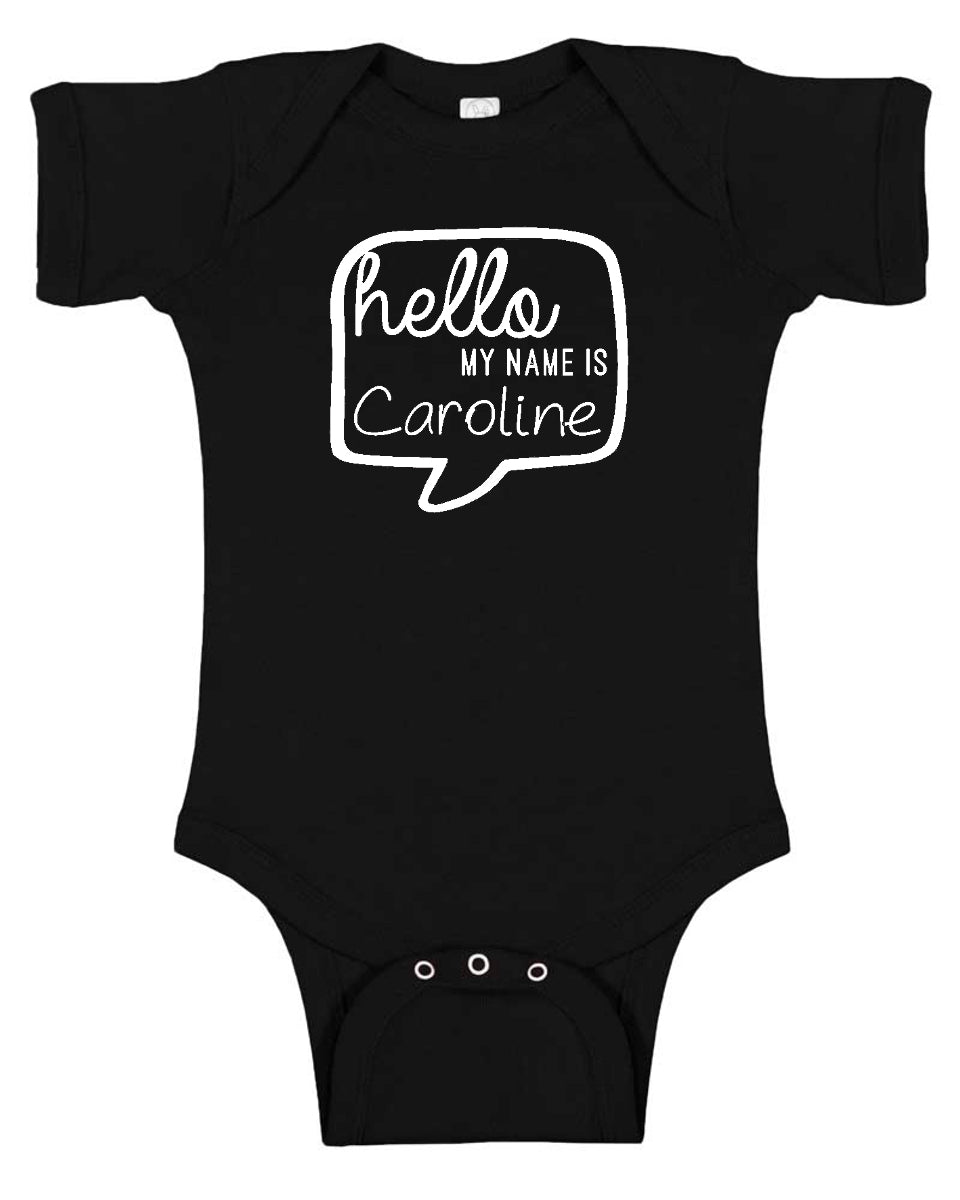 Custom "Hello My Name Is..." Baby Bodysuit Personalized with Name