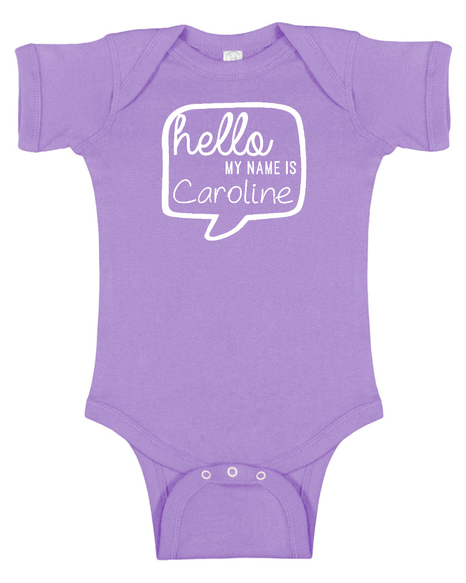 Custom "Hello My Name Is..." Baby Bodysuit Personalized with Name