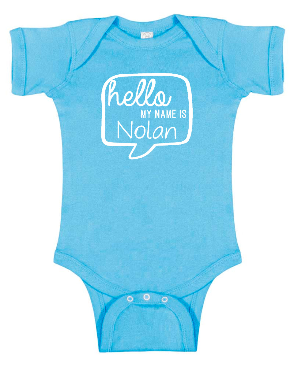 Custom "Hello My Name Is..." Baby Bodysuit Personalized with Name