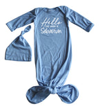 Hello Name Personalized Silky Knotted Baby Gown