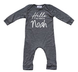 Hello Personalized Custom Silky Long Sleeve Baby Romper for Boys and Girls-Gender Neutral