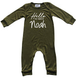 Hello Personalized Custom Silky Long Sleeve Baby Romper for Boys and Girls-Gender Neutral