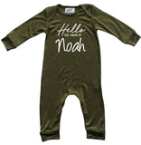 Hello Personalized Custom Silky Long Sleeve Baby Romper for Boys and Girls