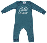 Hello Personalized Custom Silky Long Sleeve Baby Romper + Hat