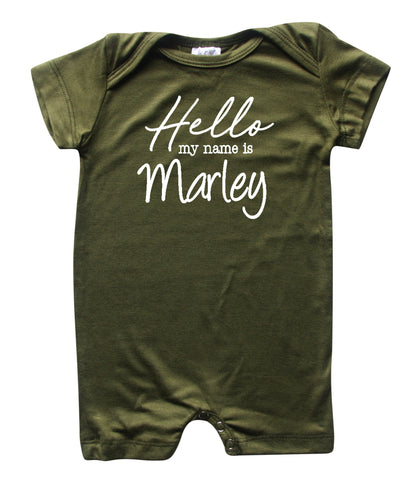 Hello My Name Is Personalized Silky Baby Romper Shorts for Boys and Girls