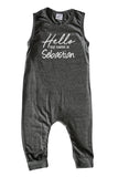 Hello Personalized Custom Silky Sleeveless Baby Romper (+ Headband) for Boys and Girls-Gender Neutral