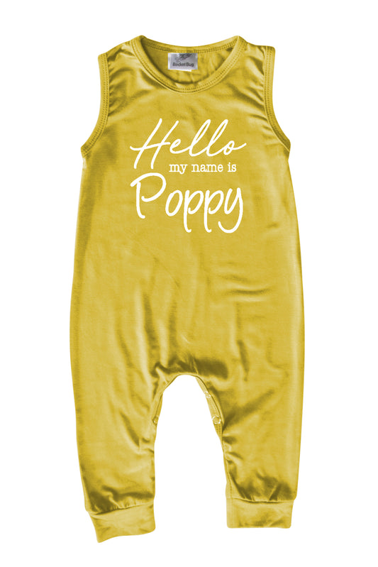 Hello My Name Is Personalized Custom Silky Sleeveless Baby Romper for Boys and Girls