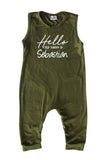 Hello Personalized Custom Silky Sleeveless Baby Romper (+ Hat)  for Boys and Girls-Gender Neutral