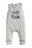 Hello Personalized Custom Silky Sleeveless Baby Romper (+ Hat)  for Boys and Girls-Gender Neutral