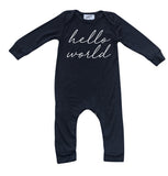 Hello World Script Silky Long Sleeve Baby Romper for Boys and Girls-Gender Neutral
