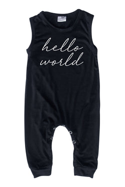 Hello World Script Silky Sleeveless Baby Romper for Boys and Girls-Gender Neutral