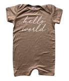 Hello World Silky Shorts Romper + Headband-Unisex, Boys, & Girls, Infant Sleeper