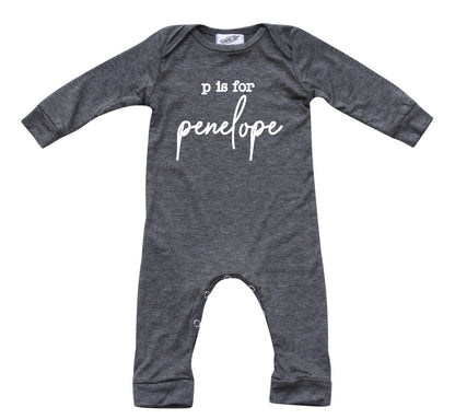 Initial Personalized Custom Silky Long Sleeve Baby Romper