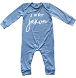 Initial Personalized Custom Silky Long Sleeve Baby Romper + Hat for Boys and Girls-Gender Neutral