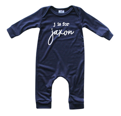 Initial Personalized Custom Silky Long Sleeve Baby Romper