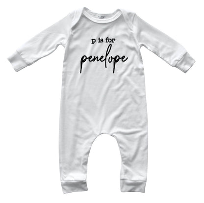 Initial Personalized Custom Silky Long Sleeve Baby Romper
