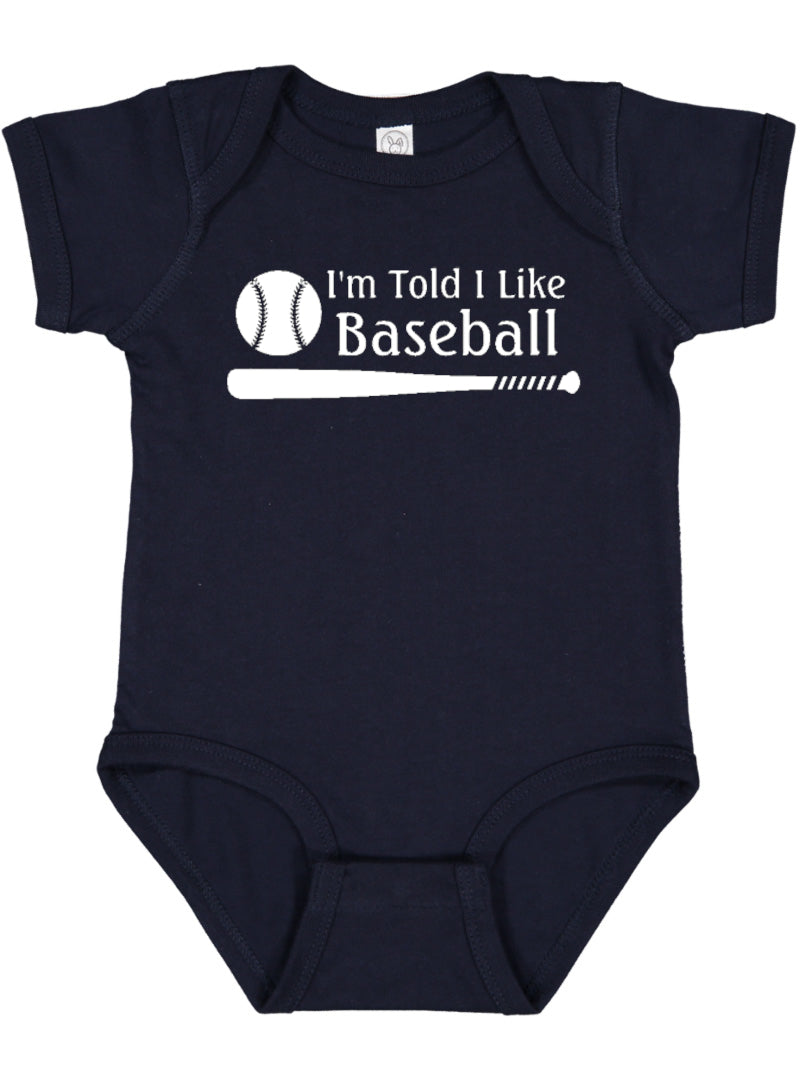 I'm Told I Like Baseball Silhouette Baby Bodysuit