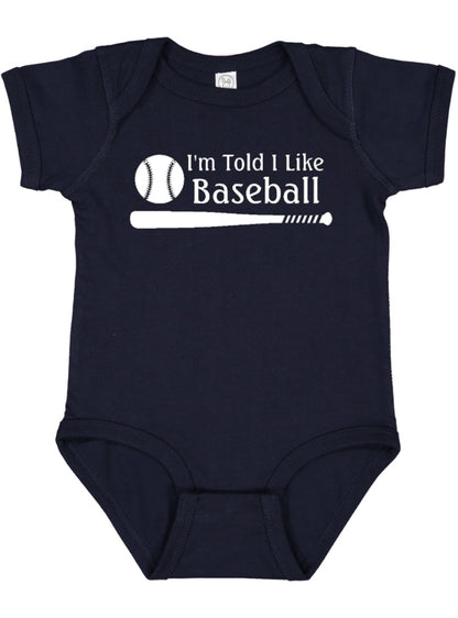 I'm Told I Like Baseball Silhouette Baby Bodysuit