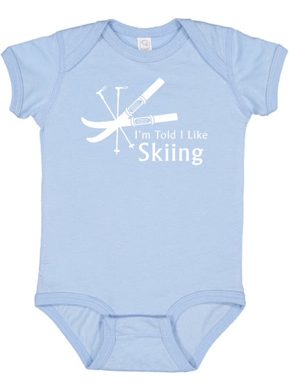 I'm Told I Like Skiing Silhouette Baby Bodysuit