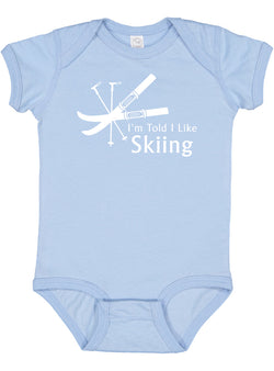 I'm Told I Like Skiing Silhouette Baby Bodysuit