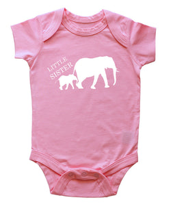 Little Sister Elephant Baby Bodysuit