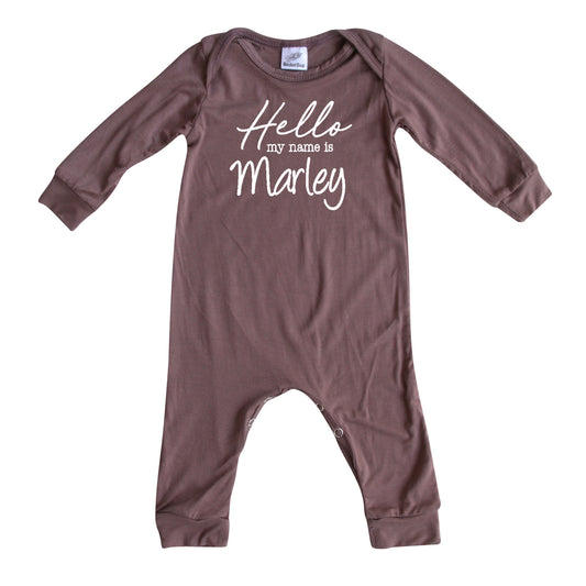 Hello Personalized Custom Silky Long Sleeve Baby Romper for Boys and Girls