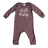 Hello Personalized Custom Silky Long Sleeve Baby Romper for Boys and Girls-Gender Neutral
