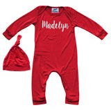 'Lush'  Personalized Custom Silky Long Sleeve Baby Romper + Hat for Boys and Girls-Gender Neutral