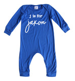 Initial Personalized Custom Silky Long Sleeve Baby Romper