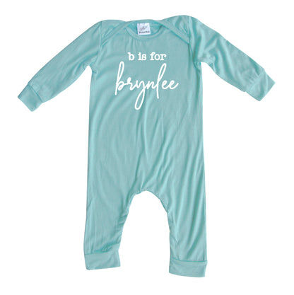 Initial Personalized Custom Silky Long Sleeve Baby Romper