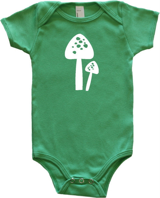 Woodland Animal Silhouette Baby Bodysuit-Mushrooms