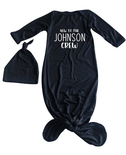 New to the Crew Personalized Silky Knotted Baby Gown for Boys & Girls