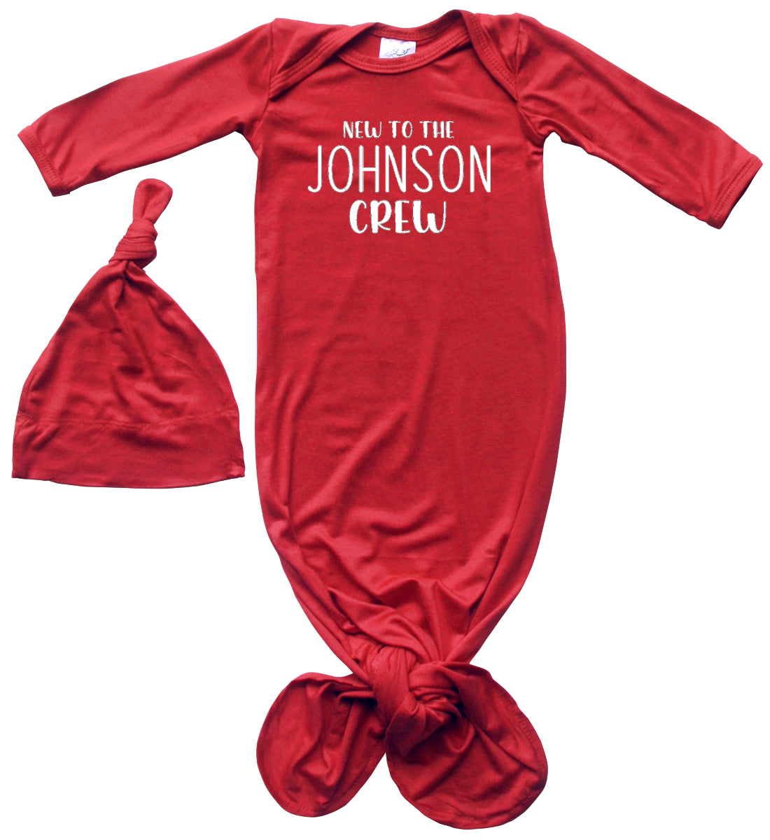 New to the Crew Personalized Silky Knotted Baby Gown for Boys & Girls