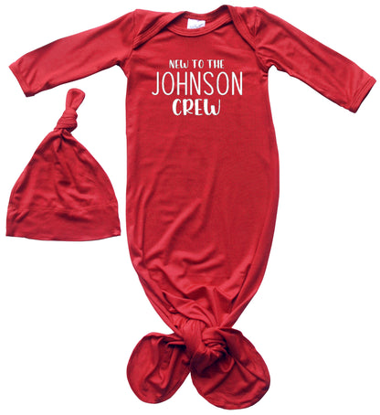 New to the Crew Personalized Silky Knotted Baby Gown for Boys & Girls