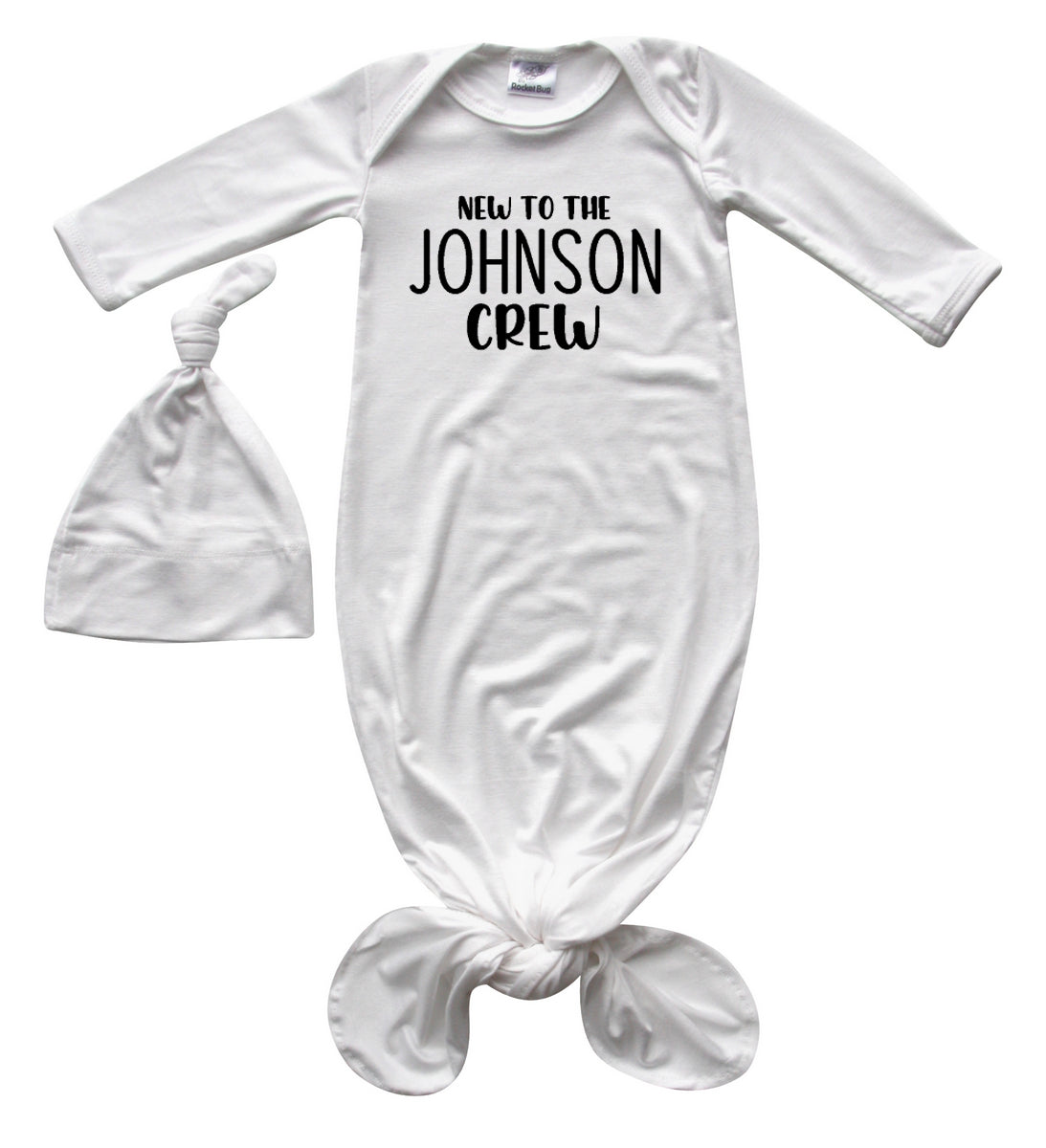 New to the Crew Personalized Silky Knotted Baby Gown for Boys & Girls