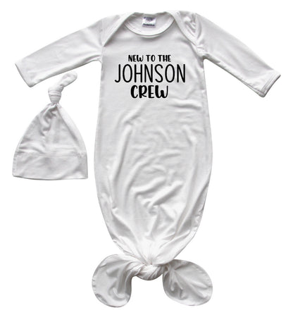 New to the Crew Personalized Silky Knotted Baby Gown for Boys & Girls