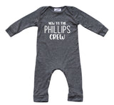 New to the Crew Personalized Custom Silky Long Sleeve Baby Romper + Hat for Boys and Girls-Gender Neutral