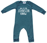 New to the Crew Personalized Custom Silky Long Sleeve Baby Romper + Hat for Boys and Girls-Gender Neutral