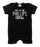 New to the Crew Personalized Family Silky Baby Romper Shorts for Boys and Girls